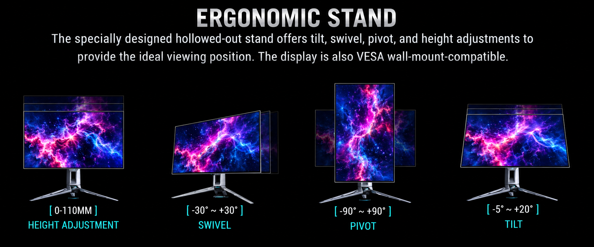 Ergonomic Adjustable Gaming Monitor Stand