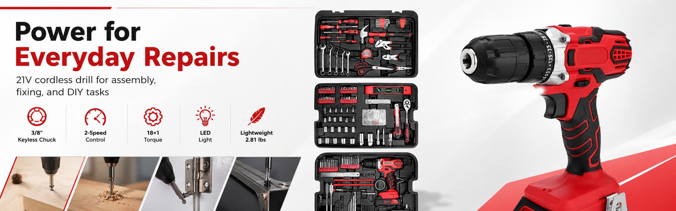 21V Cordless Drill Tool Set