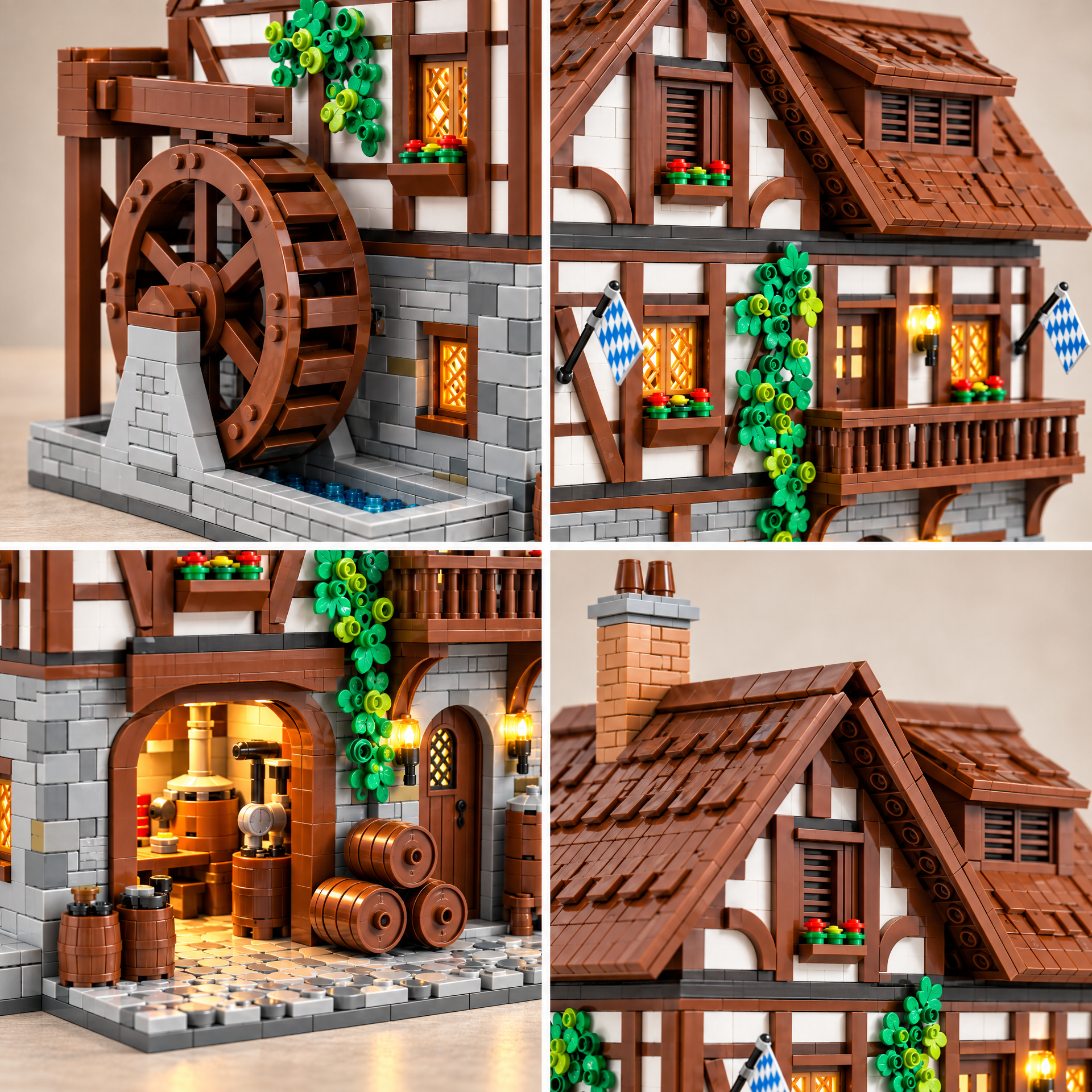 Alpine Waterwheel Brewery Chalet Building Set