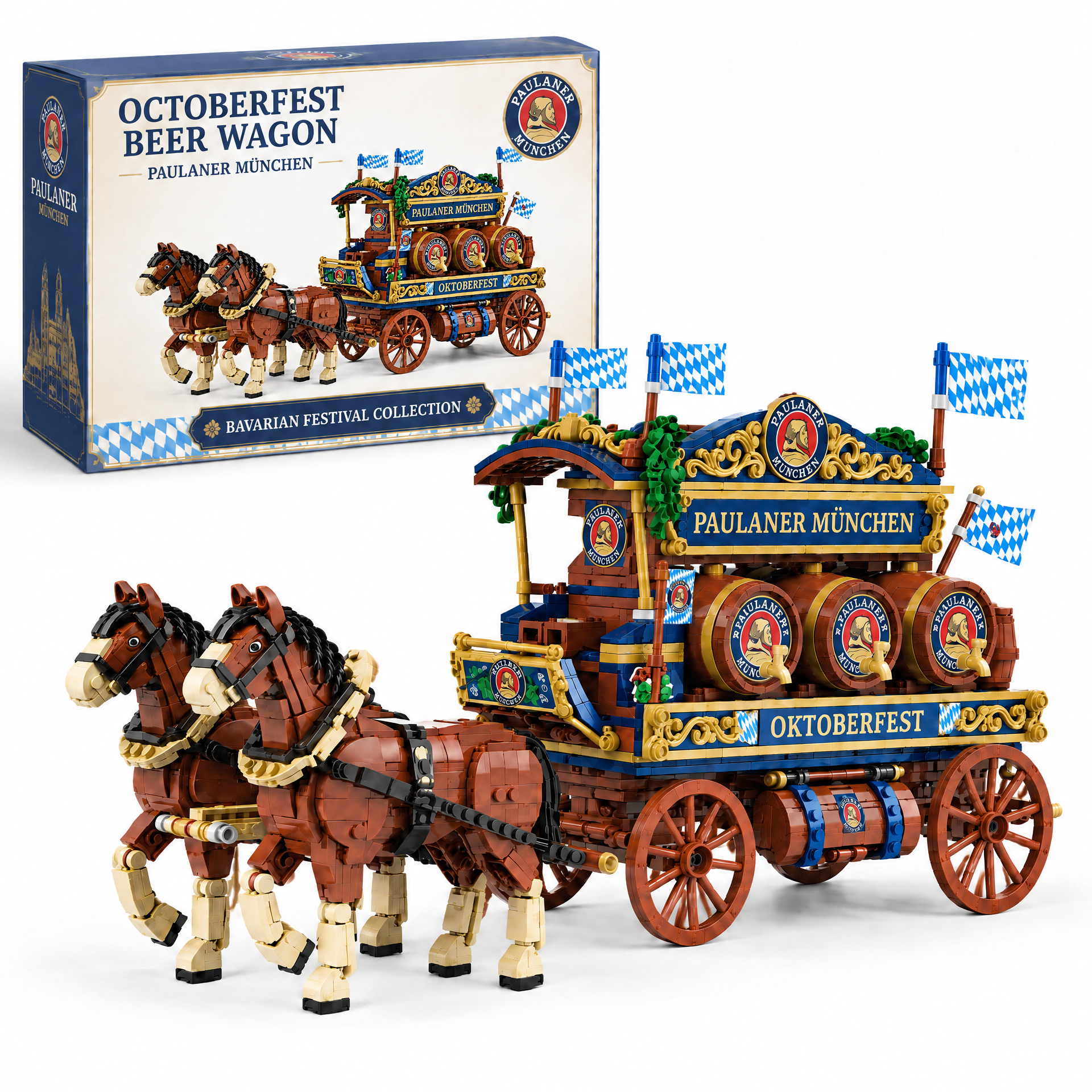 Bavarian Oktoberfest Parade Beer Wagon Building Set