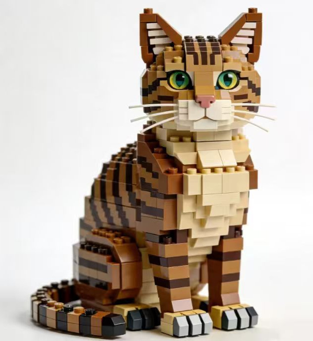 Compatible with LEGO, Trendy Cat Building Block Decor, Perfect Gift for Cat Lovers for Warm Company & DIY Assembly