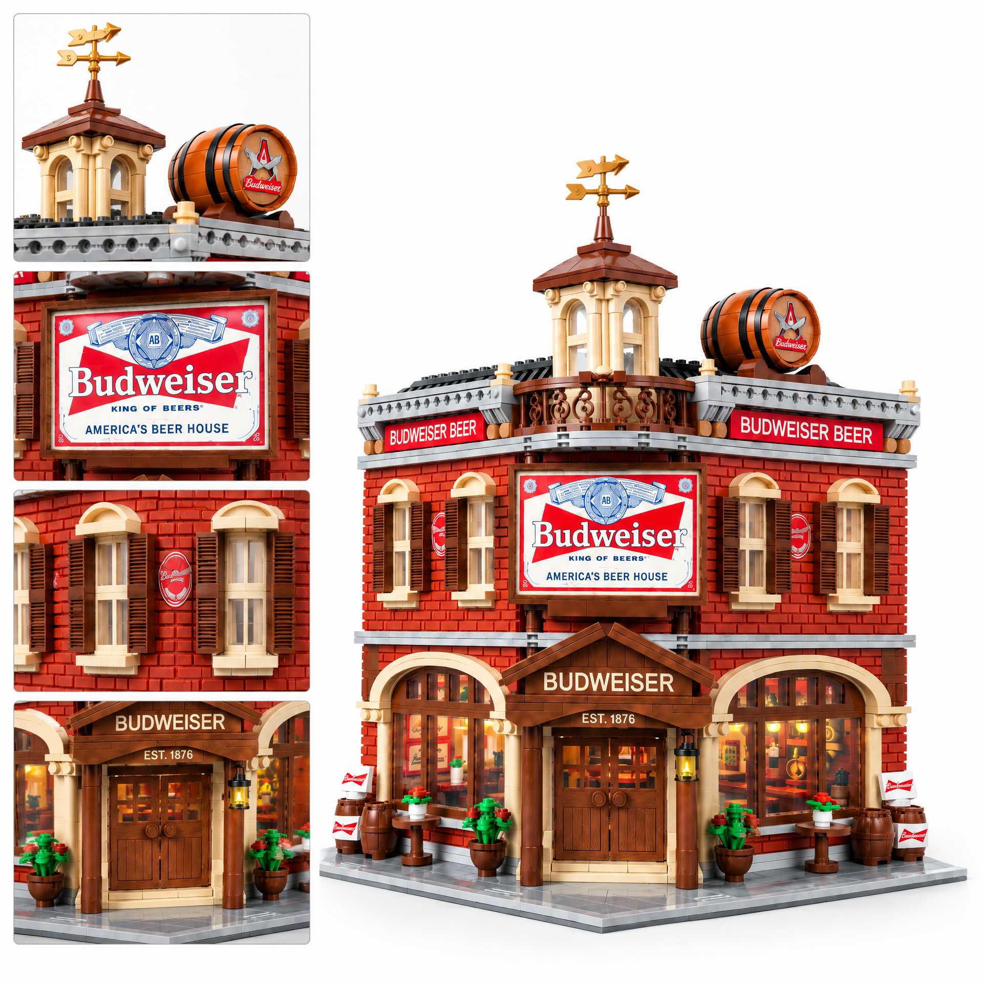 American Vintage Red Brick Beer House Building Set