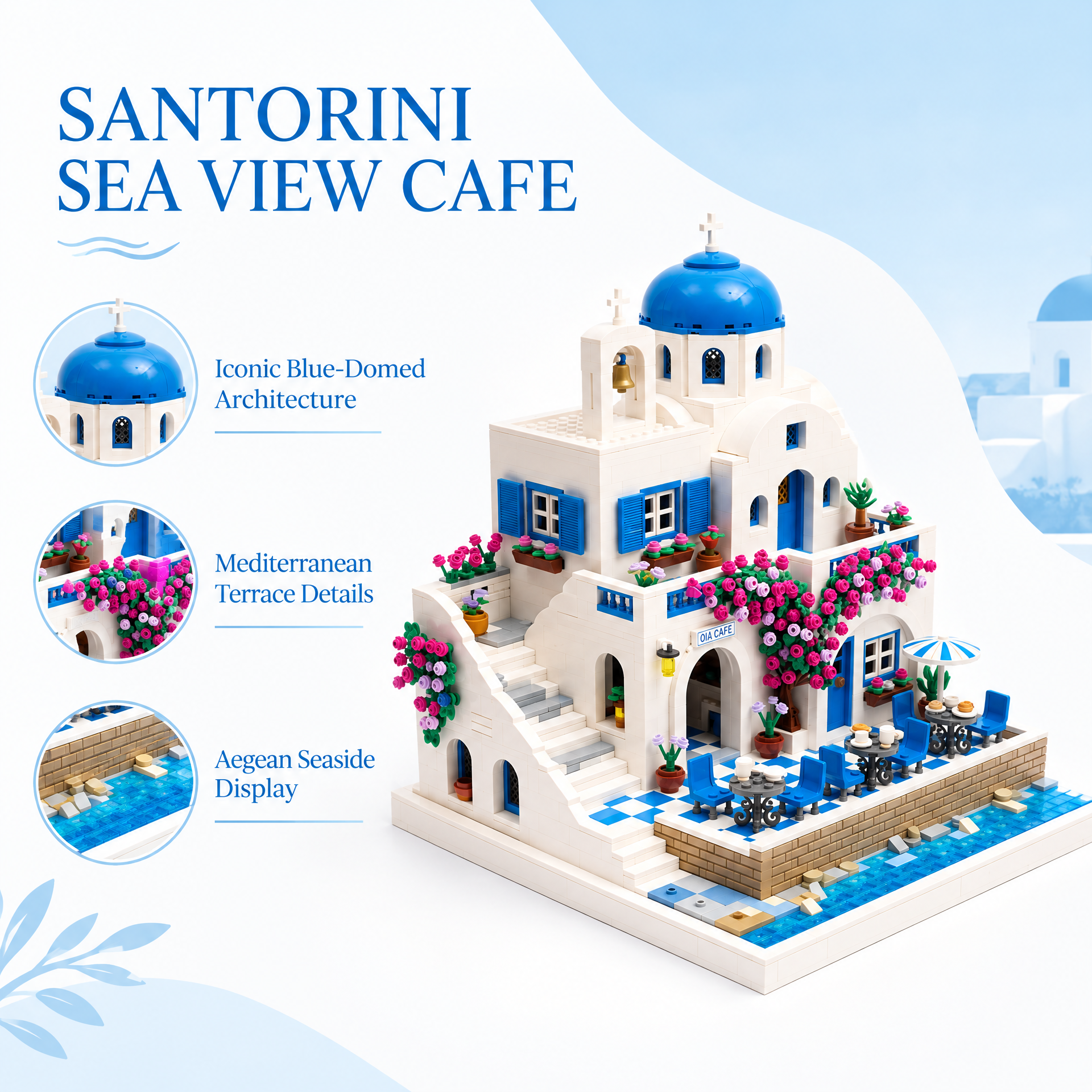 Santorini Sea View Cafe: Iconic Blue Dome Architecture