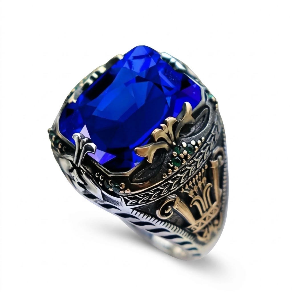 Bellaurelia Vintage Square Blue Ring