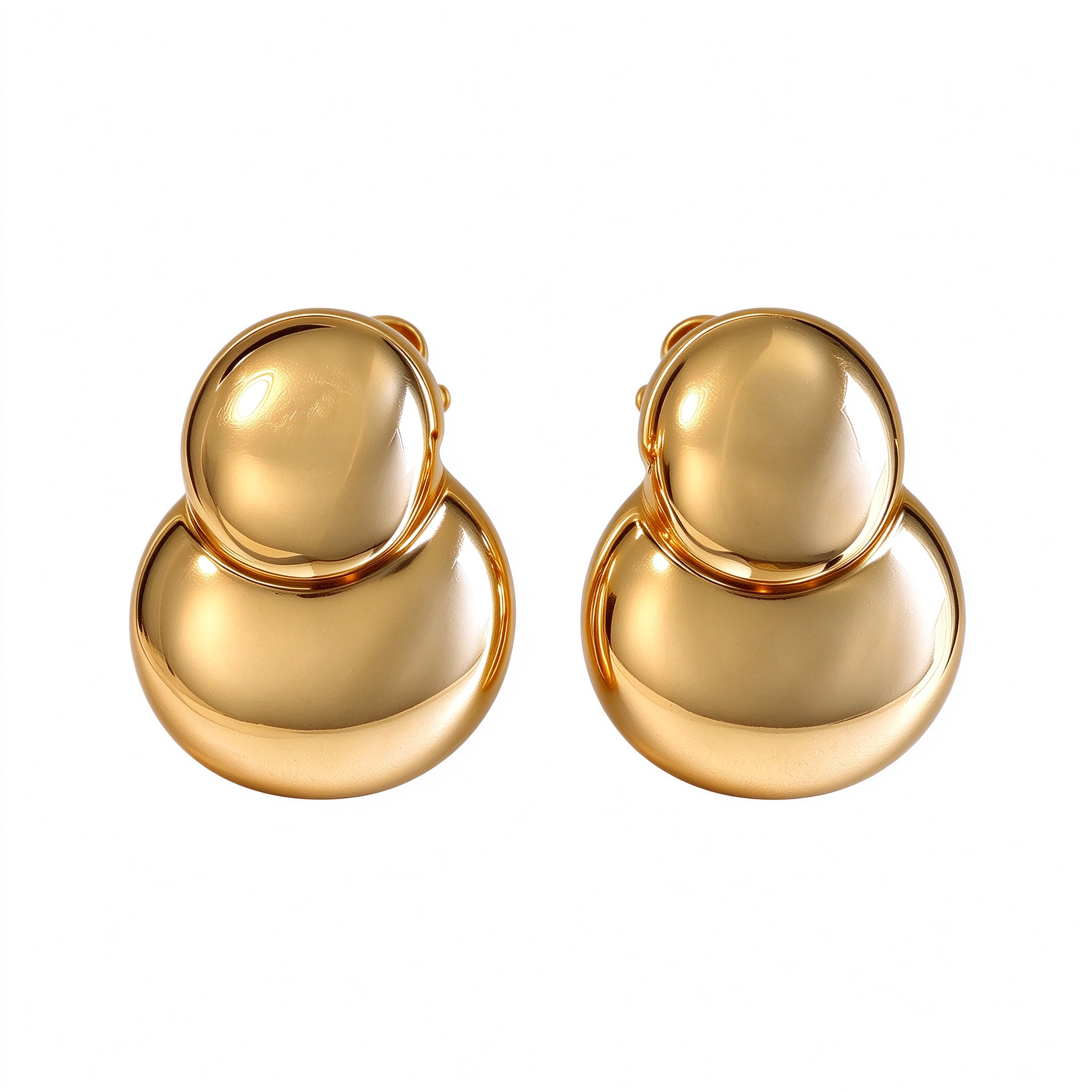 Bellaurelia High-Polish Gold Double Dome Statement Stud Earrings