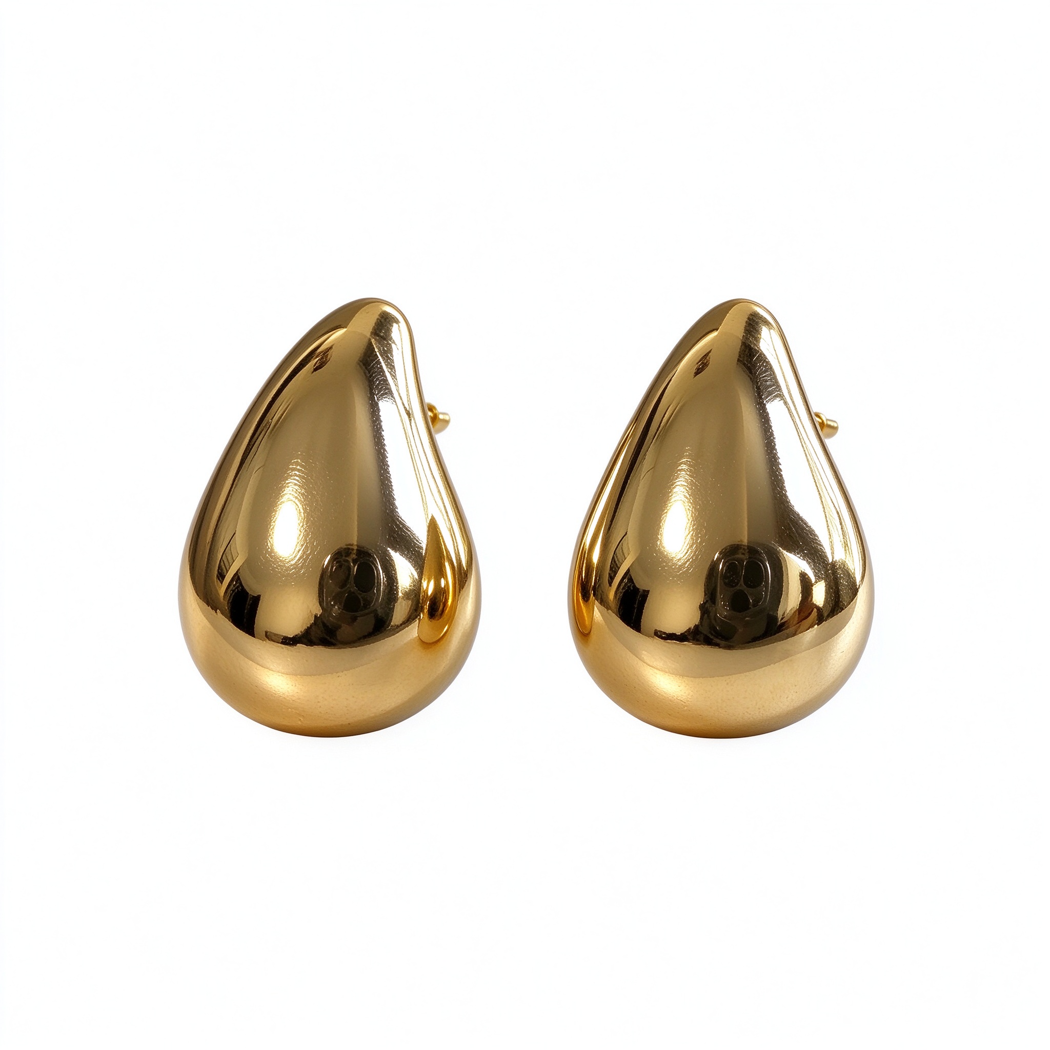 Bellaurelia High-Polish Gold Puffed Teardrop Stud Earrings