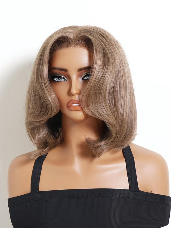Richmond GB Hair Klaiyi 7x5 No Slip Lace Wig Chic Smoky Beige Blonde Bob Human Hair Wig with Face Framing Layers - Multi-Angle View 3