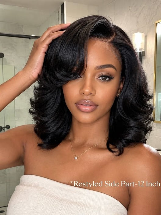 Richmond GB Hair 7x5 No-Slip Glueless Lace Wig Soft Glam Layered Effortless Blowout Bob Human Hair Wig - Front View