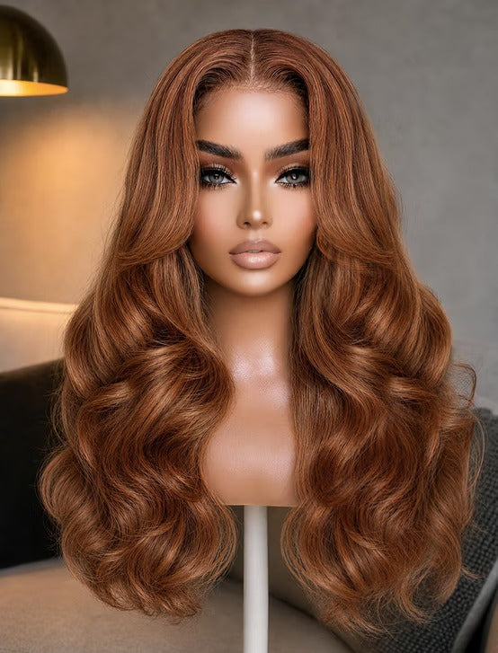 Richmond GB Hair 7x5 No Slip Glueless Lace Wig Warm Cinnamon Copper Brown Body Wave Human Hair Wig - Multi-Angle View 2