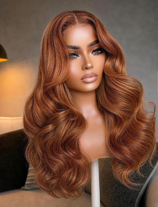 Richmond GB Hair 7x5 No Slip Glueless Lace Wig Warm Cinnamon Copper Brown Body Wave Human Hair Wig - Multi-Angle View 3