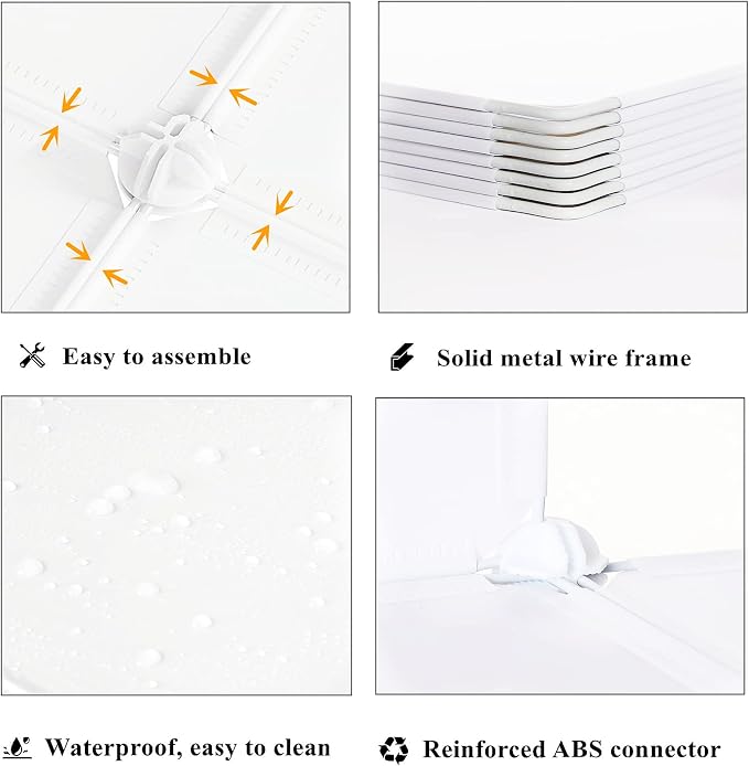 16-Cube Modular Storage Organiser with Polypropylene Panels & Metal Frame - White-Zinamarket