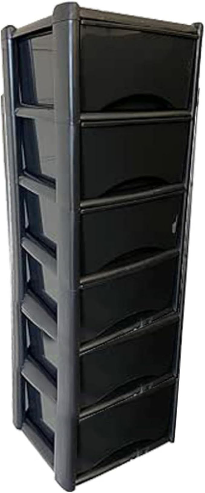 6-Tier Tall Plastic Storage Drawer Unit with Clear Drawers, 120x39x39cm - Black-Zinamarket