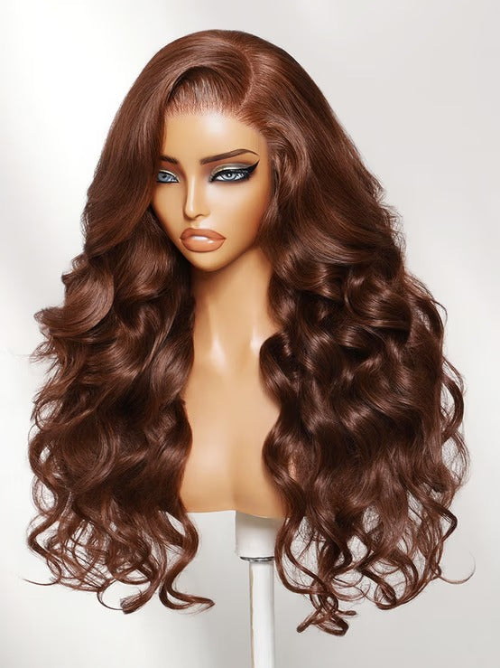 Richmond GB Hair 7x5 No Slip Glueless Lace Wig Deep Auburn Brown Saide Part Body Wave Human Hair Wig - Multi-Angle View 2