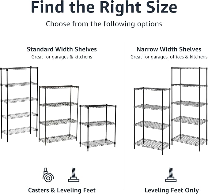 3-Tier Heavy Duty Steel Shelving Unit with Adjustable Shelves, 34x58.9x76.2cm - Black-Zinamarket