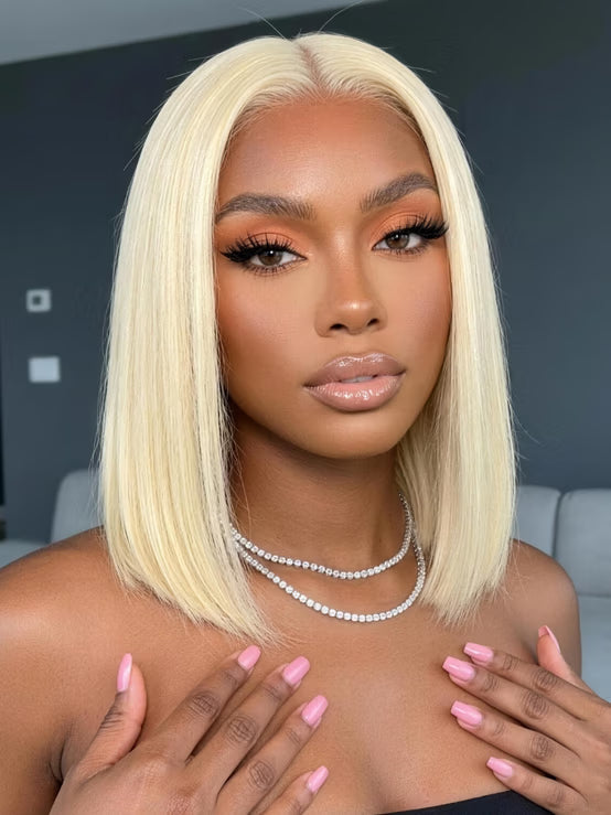Richmond GB Hair 613 Blonde 13x4 Pre-Everything Lace Front Human Hair Wigs Straight Bob Human Hair Wigs - Front View