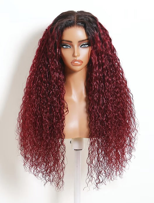 Richmond GB Hair 99J Burgundy Water Wave Wig with Dark Roots Glueless Wig 7x5 Glueless Lace Put On&Go - Multi-Angle View 3