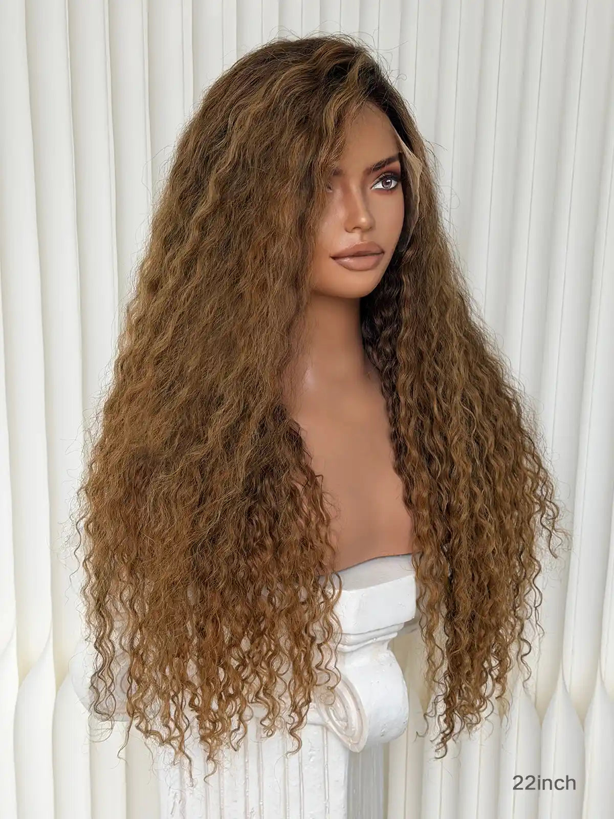 Richmond GB Hair Nahla HD Lace Wig Golden Balayage 3B Curly Human Hair Wig - Multi-Angle View 2