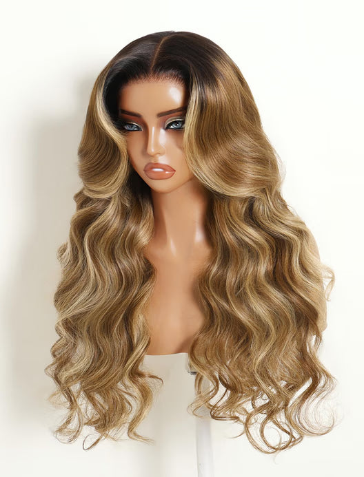 Richmond GB Hair Honey Blonde Balayage Body Wave 7x5 Lace Glueless Human Hair Wig - Multi-Angle View 2