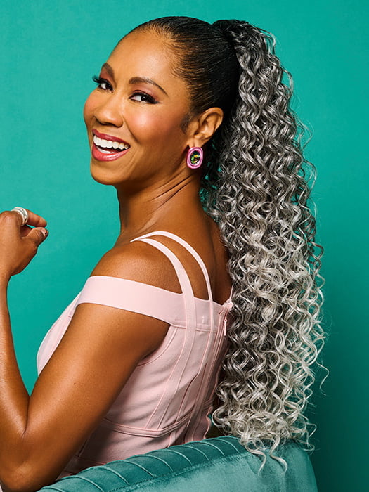 Richmond GB Hair 27" Glam Curls Pony | Synthetic Hair Clip In Extensions (Drawstring) - Multi-Angle View 3