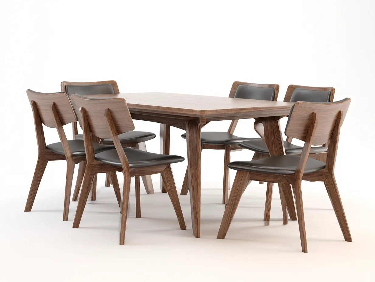 Tisch- und Stuhlset aus Holz 220×180×83 cm Braun Schwarz - modernes Esszimmerensemble-Lovorahadecor