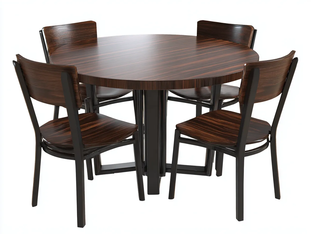 Tisch- und Stuhlset 120×120×75 cm - Dunkelholz Schwarz - rundes Esszimmer Ensemble-Lovorahadecor