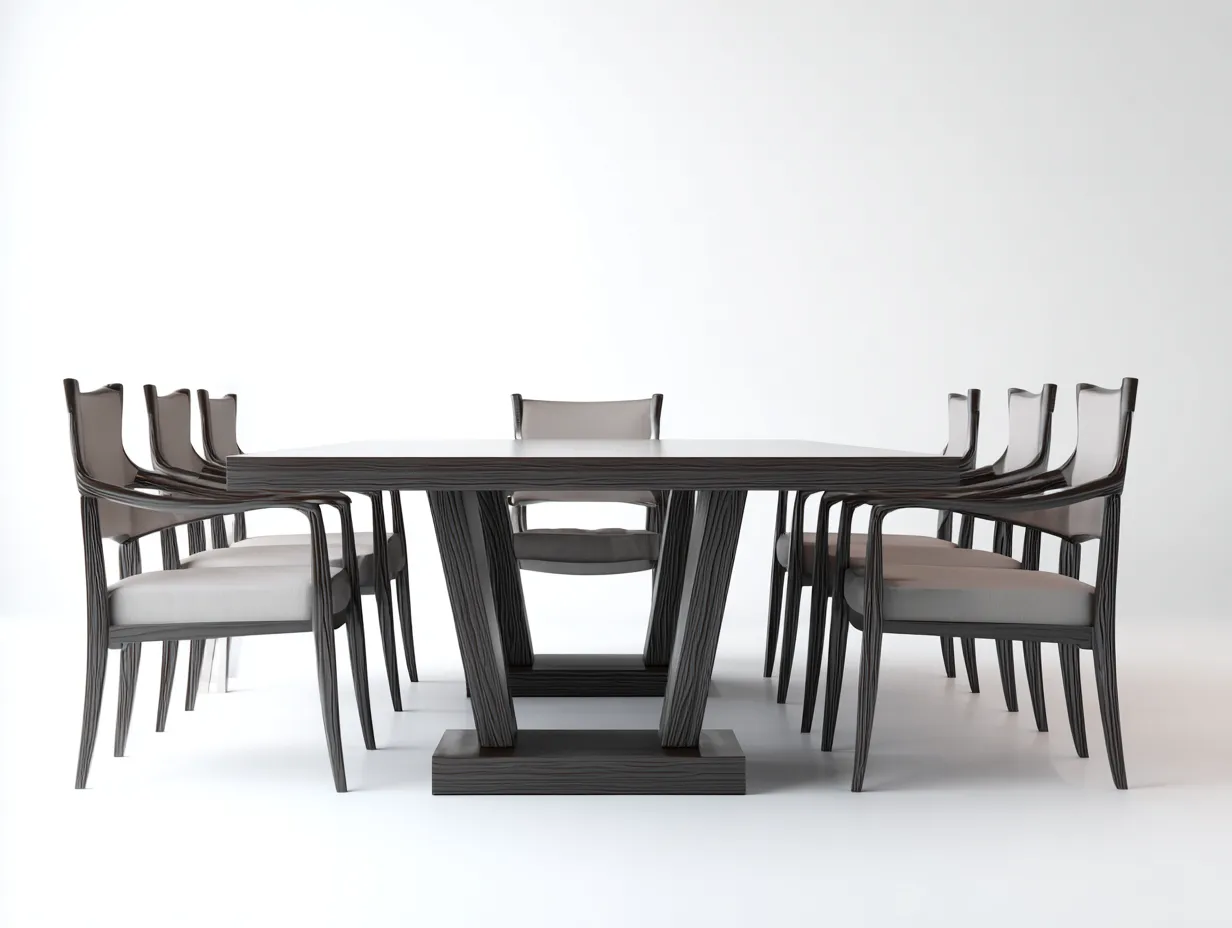 Tisch- und Stuhlset aus Holz 250×190×86 cm Dunkelbraun Grau - großzügiges Esszimmerensemble-Lovorahadecor