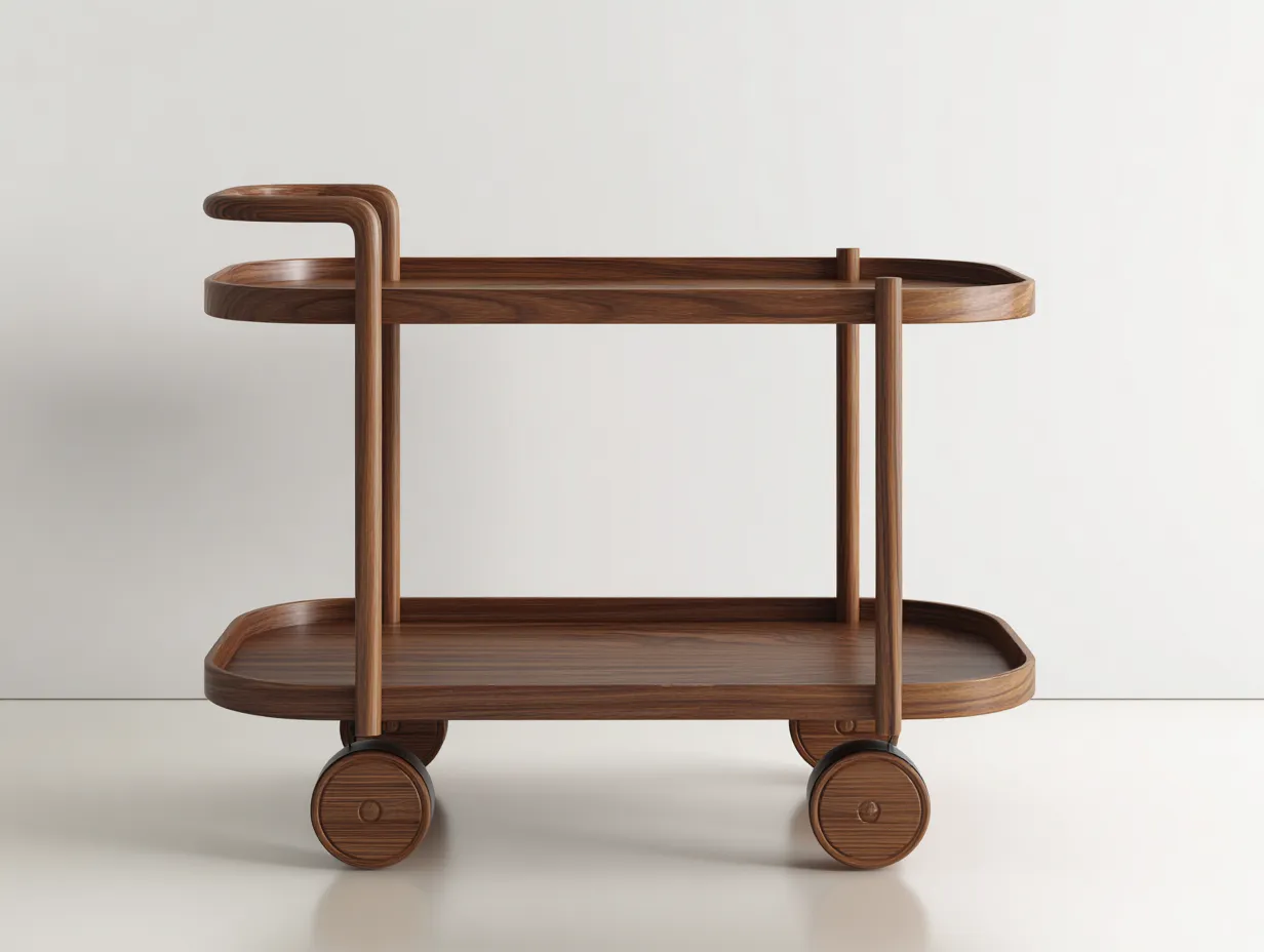 Servierwagen Holz 88×48×78 cm - Braun - zweistöckiger Rollwagen für das Esszimmer-Lovorahadecor