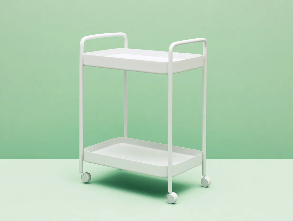 Servierwagen aus Metall 62×40×78 cm Weiß - kompakte Rollablage fürs Esszimmer-Lovorahadecor