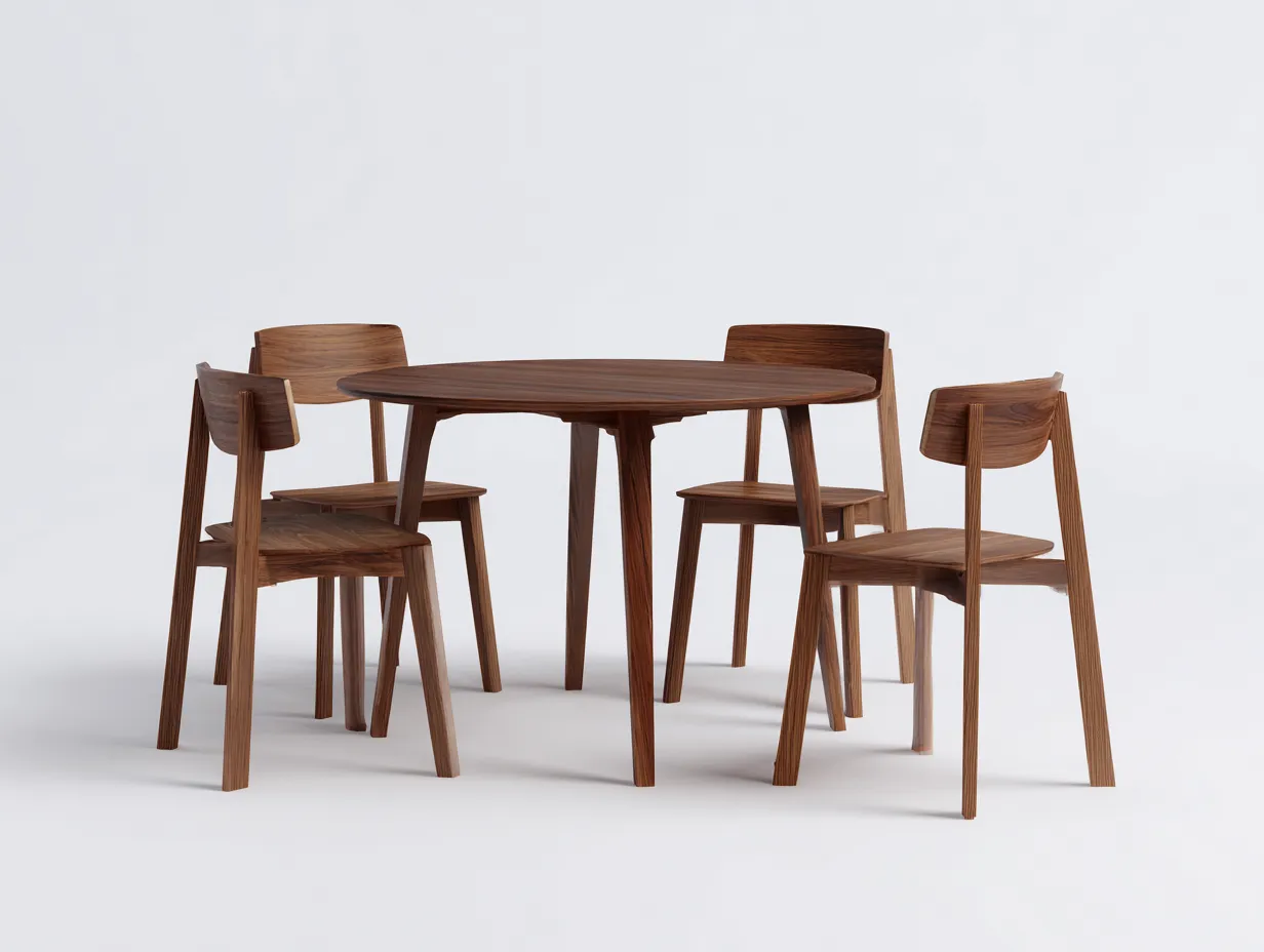 Tisch- und Stuhlset Holz 180×180×80 cm - Braun - modernes Esszimmer-Set mit vier Stühlen-Lovorahadecor