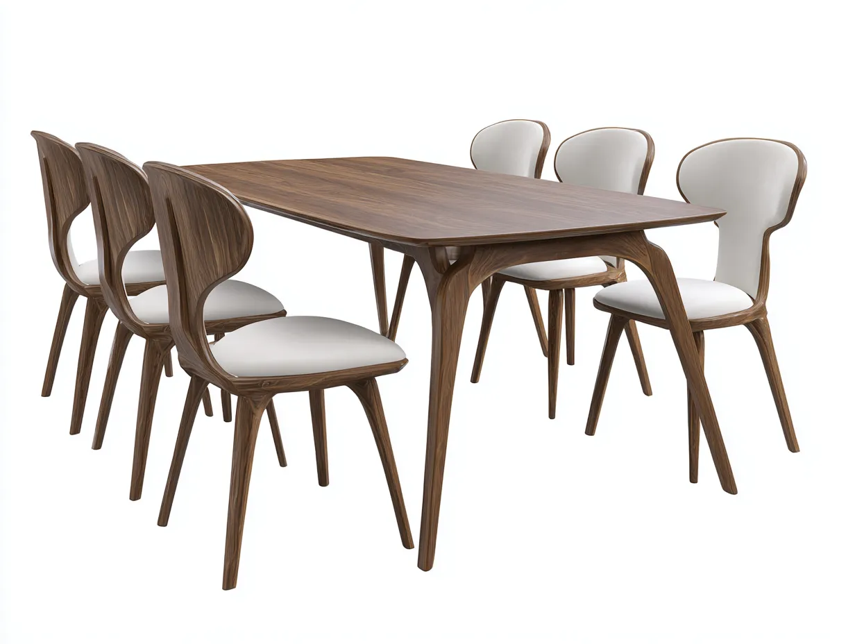 Tisch- und Stuhlset 180×90×76 cm - Walnussholz Weiß - modernes Esszimmer Design-Lovorahadecor