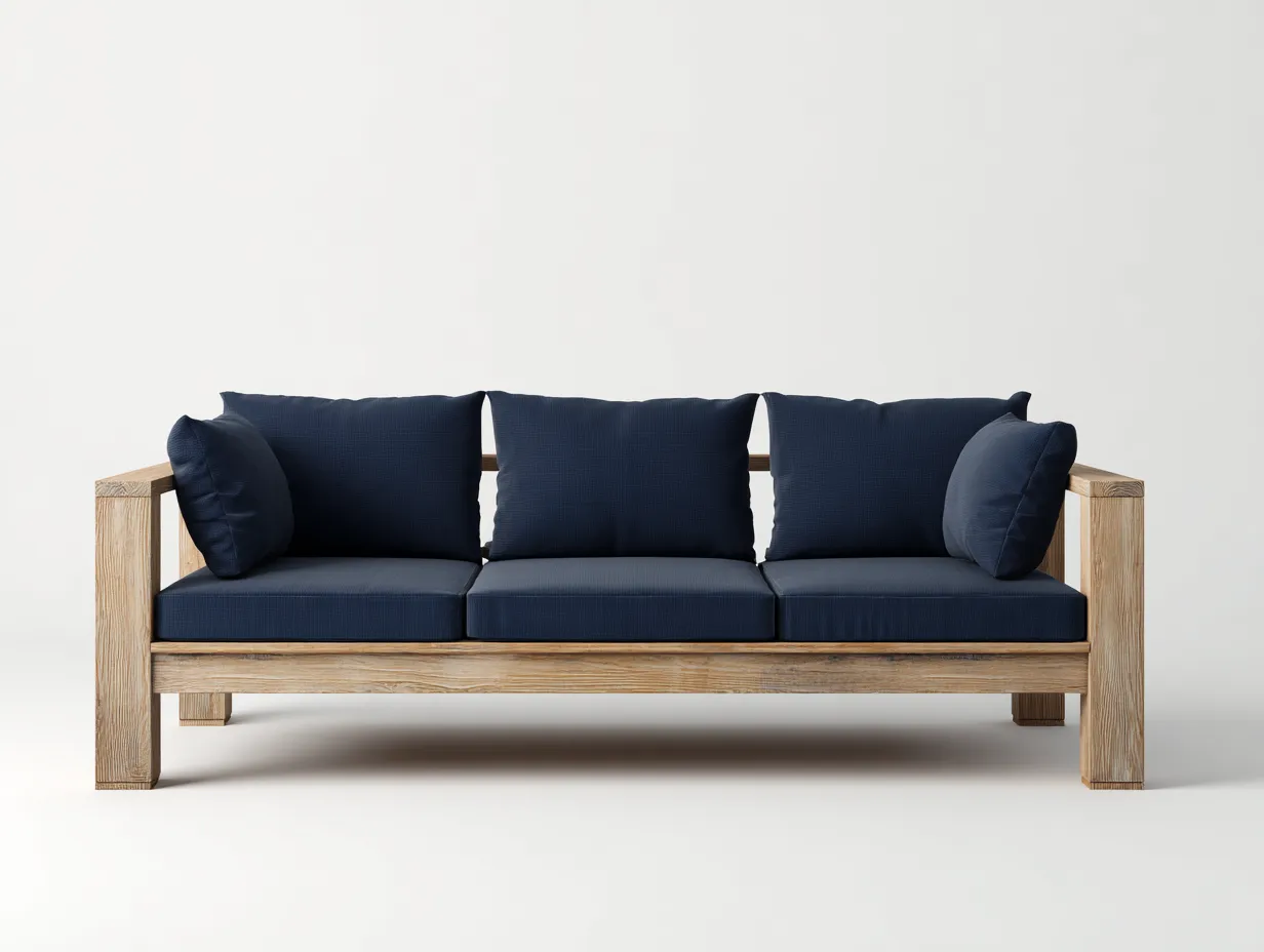 Sofa 220×85×78 cm - Holz Dunkelblau - modernes Wohnzimmer Design-Lovorahadecor
