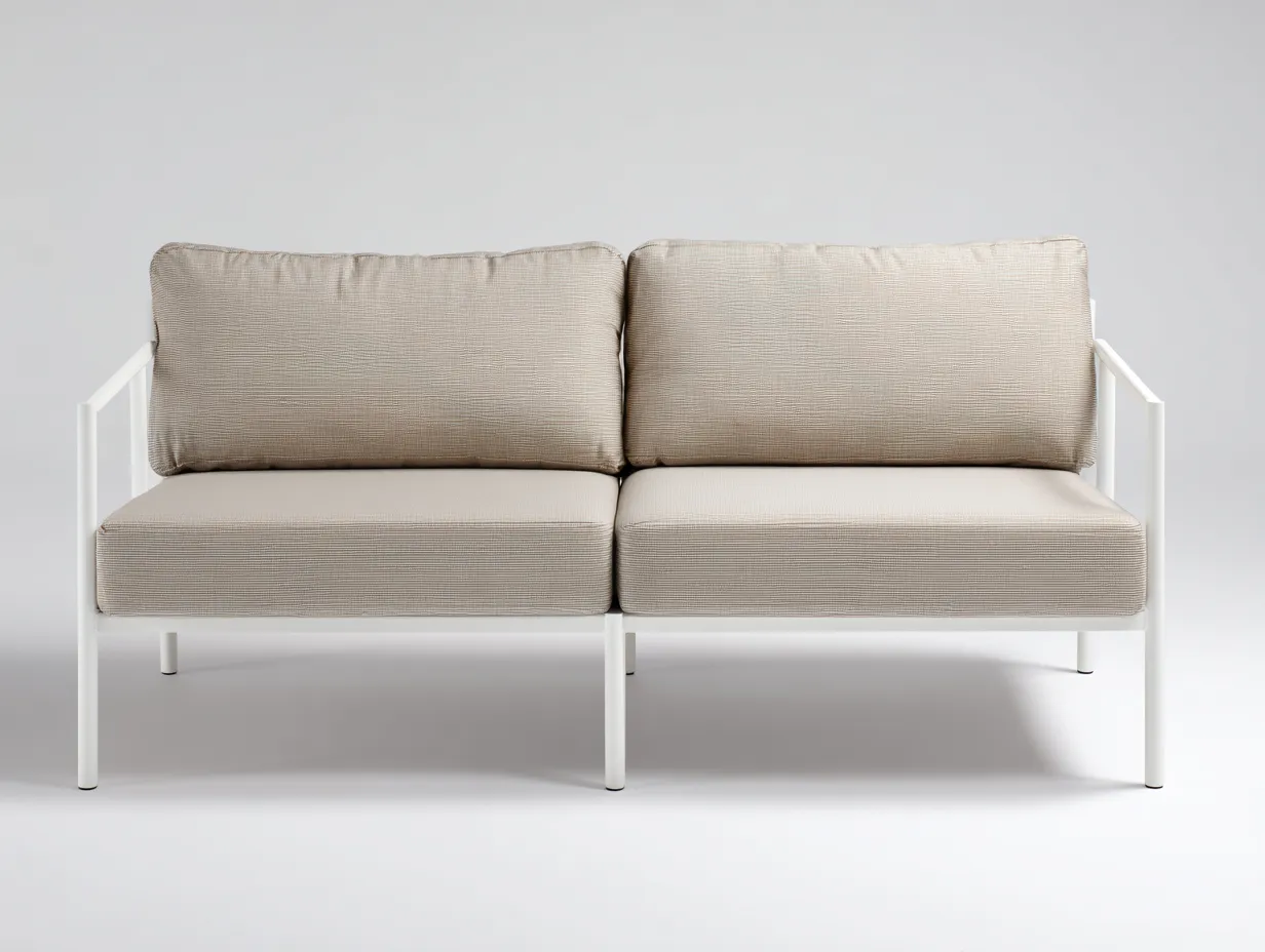 Sofa aus Metall und Stoff 188×82×78 cm Beige Weiß - schlankes Wohnzimmerdesign-Lovorahadecor