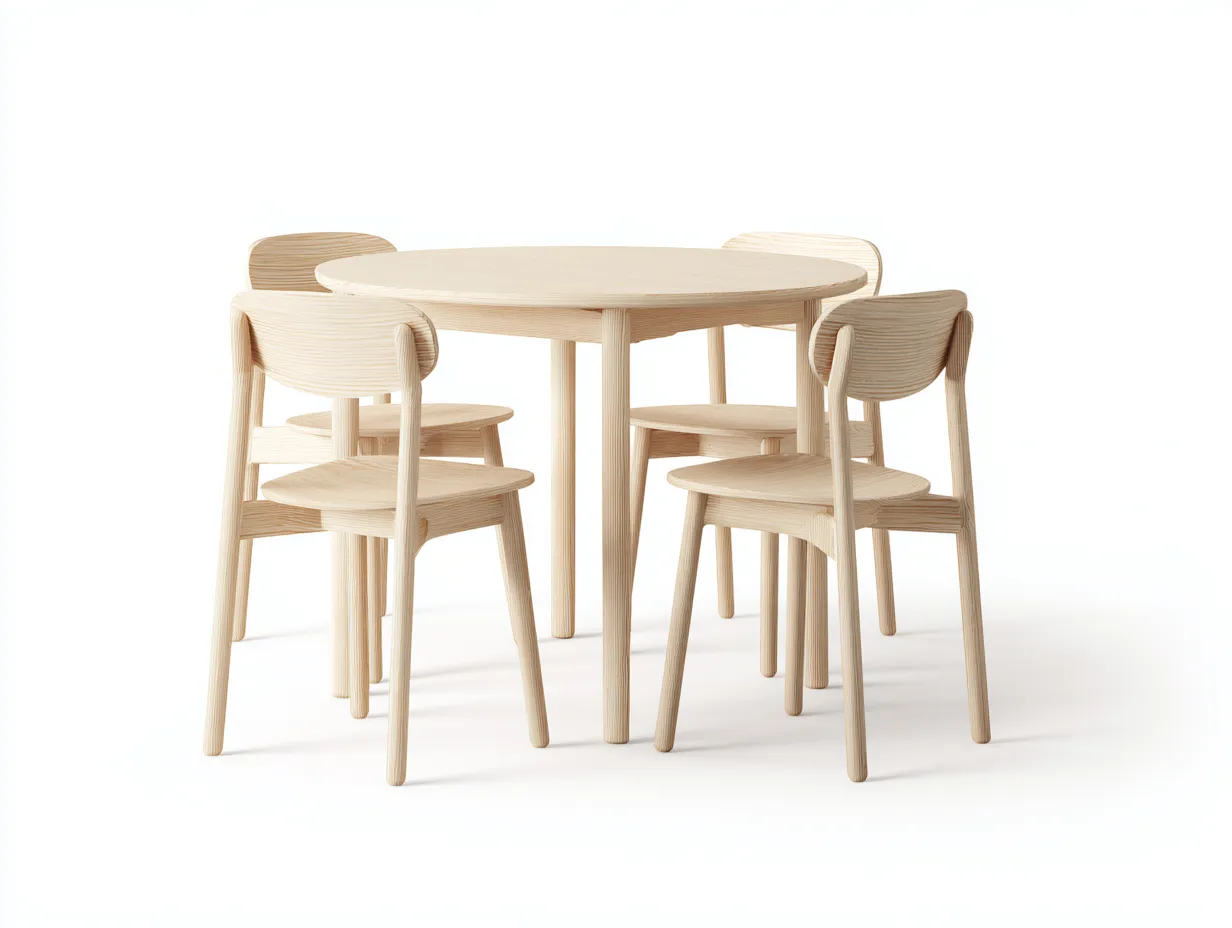 Tisch- und Stuhlset 140×140×75 cm - Naturholz Beige - rundes Esszimmer Möbelset-Lovorahadecor