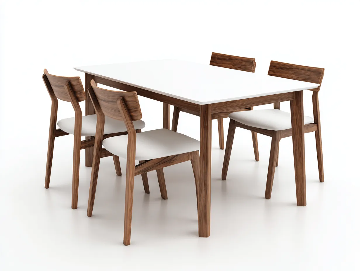 Tisch- und Stuhlset 180×90×76 cm - Holz Weiß Braun - modernes Esszimmer Design-Lovorahadecor