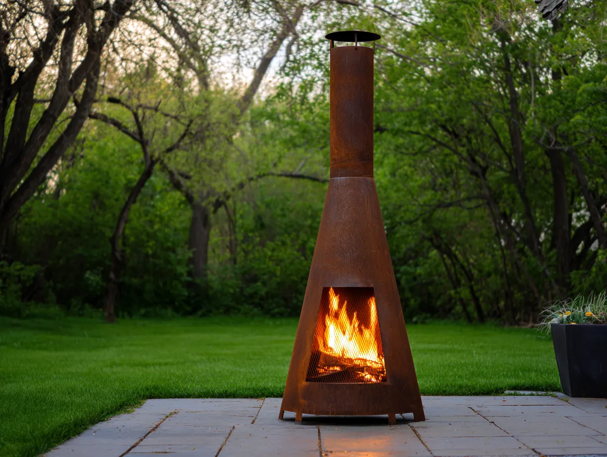 Feuerstelle 90x90x35 cm Grau Stahl Rundes Design für Garten und Terrasse-Lovorahadecor