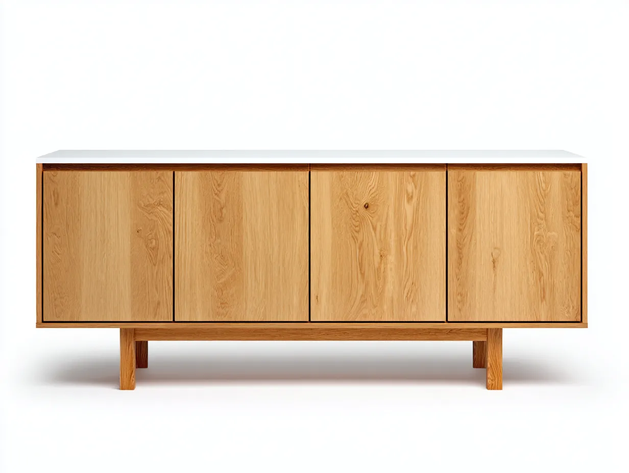 TV-Schrank Holz 178×44×72 cm - Braun/Weiß - geschlossene Front im klaren Design-Lovorahadecor