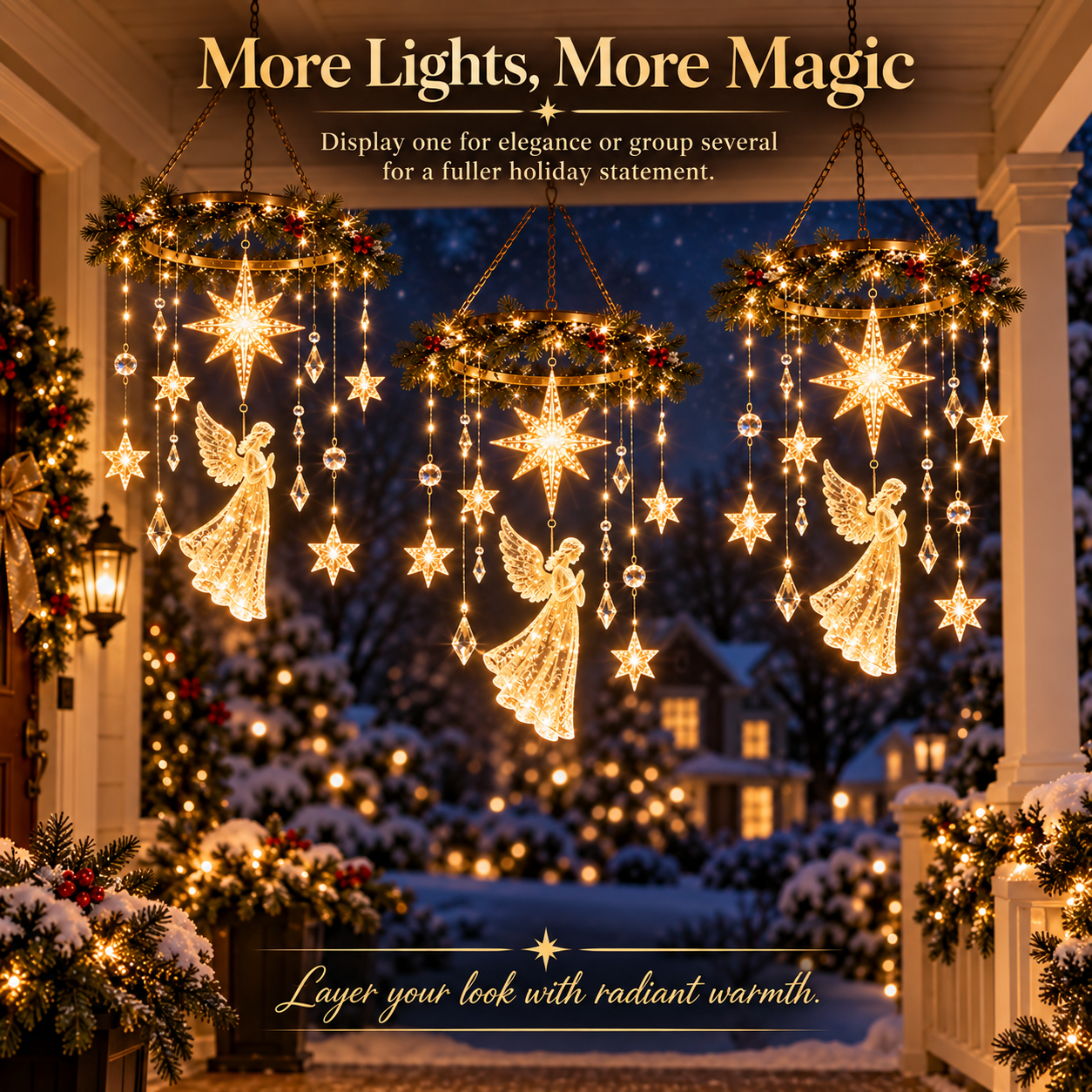 Multiple Angel Star Holiday Mobiles displayed together