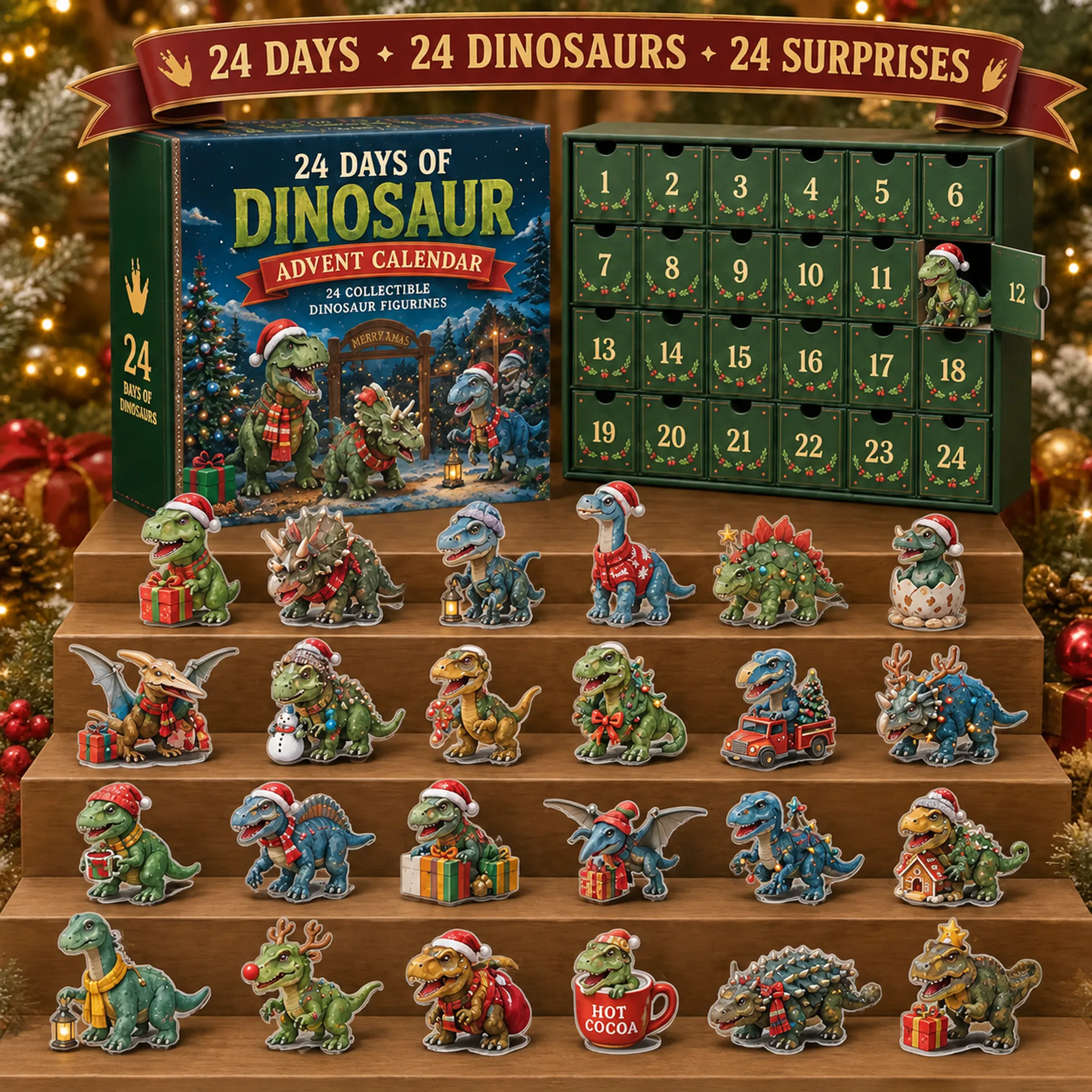 Dinosaur Prehistoric Christmas Adventure Set