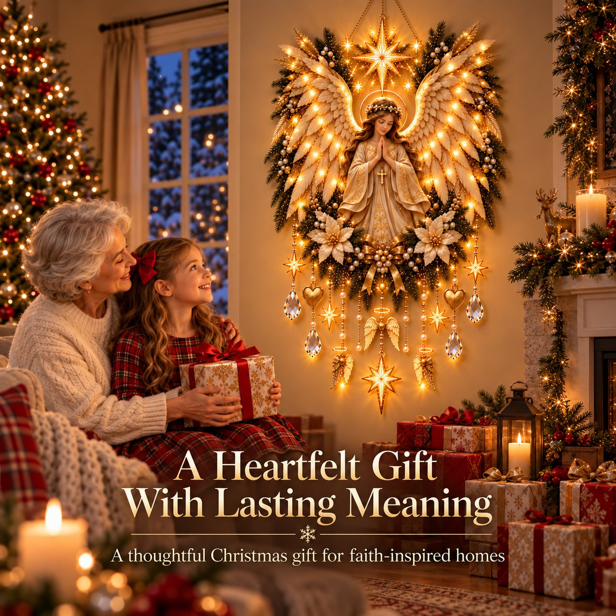 Prayer angel Christmas wall decoration as a meaningful gift