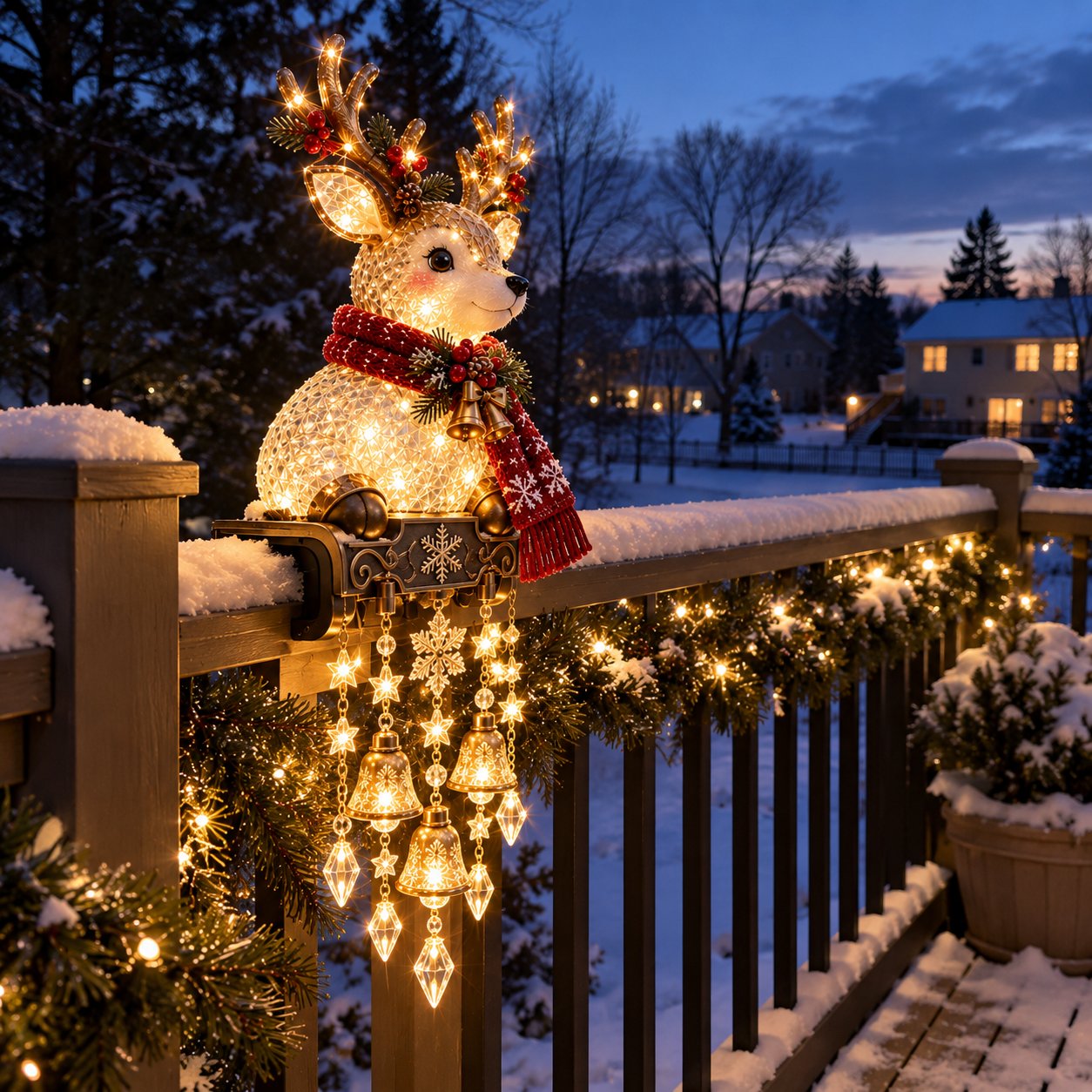 Reindeer Christmas railing light customer display
