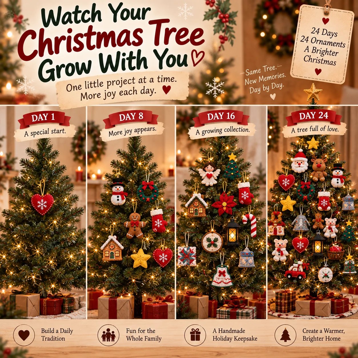 24 day felt Christmas ornament countdown