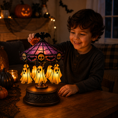 Ghost Carousel Motion Night Light Halloween decorative yard display