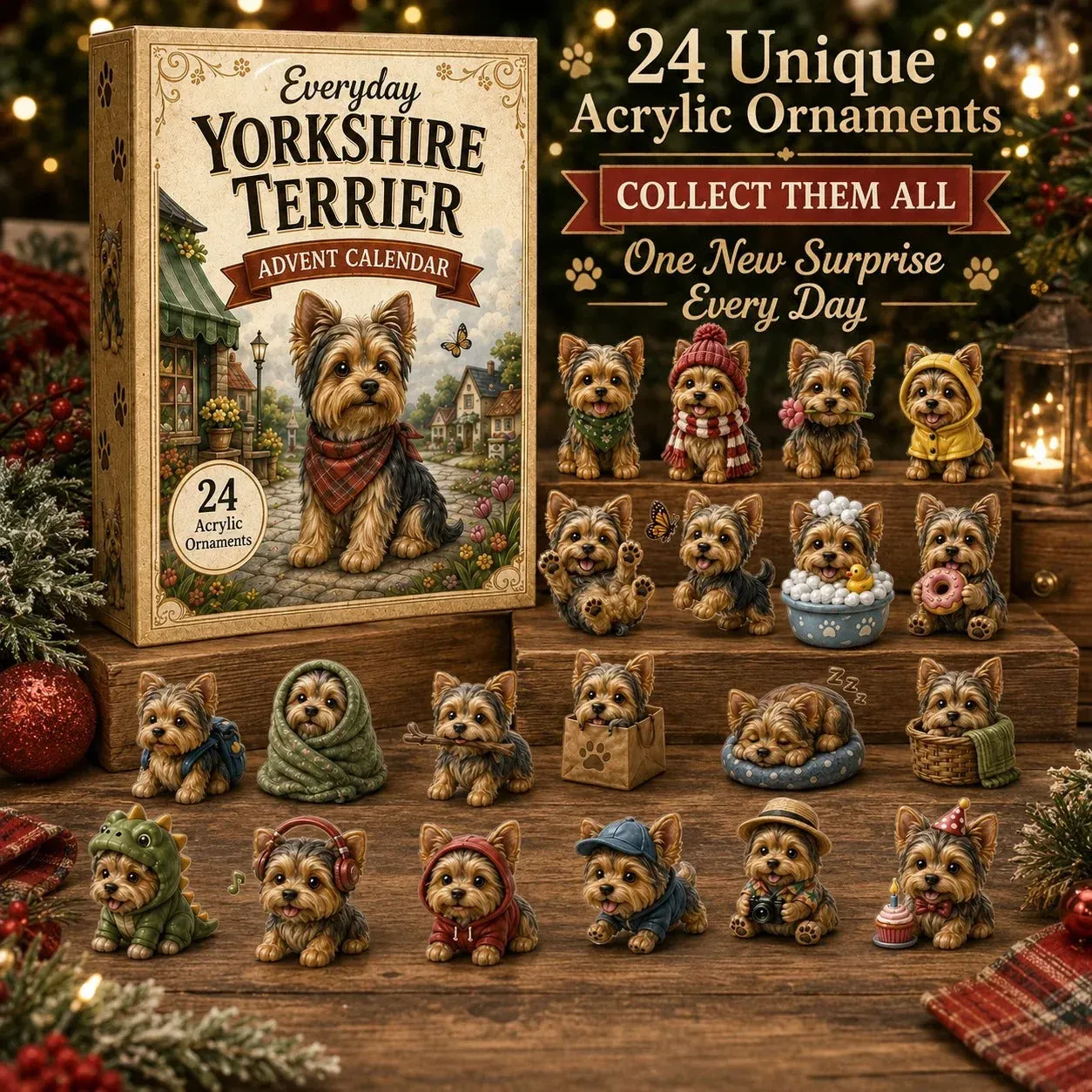 24 Adorable Yorkie Designs in Costumes & Daily Holiday Scenes