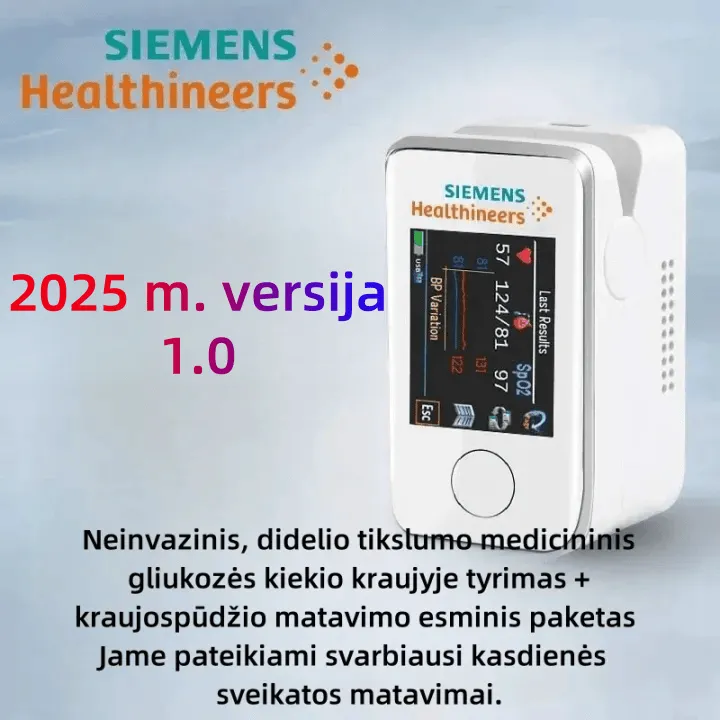 Naujausias „Siemens“ neinvazinis daugiafunkcis gliukozės matuoklis (be adatų / 5 sekundžių matavimas / 99% tikslumas)