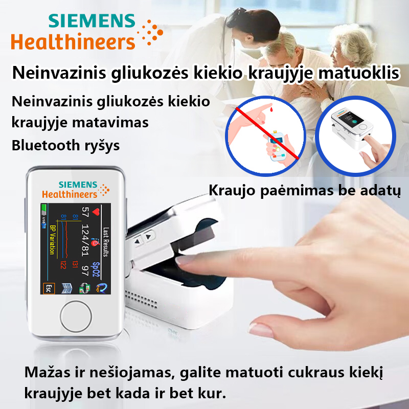 Siemens pirmasis nešiojamas neinvazinis daugiafunkcis gliukozės kiekio kraujyje matuoklis