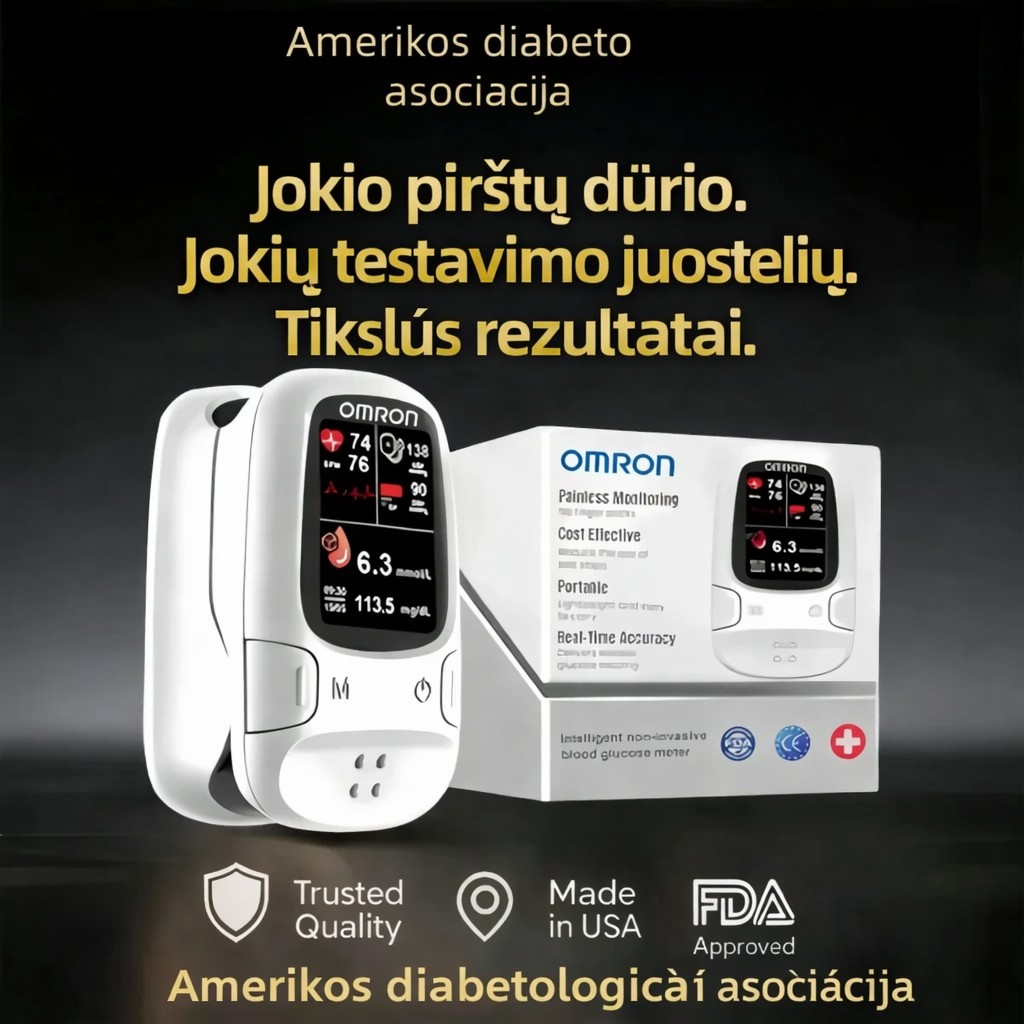 🔥2026 m. naujas neinvazinis „Omron“ išmanusis gliukozės kiekio kraujyje matuoklis. Pagaminta JAV.