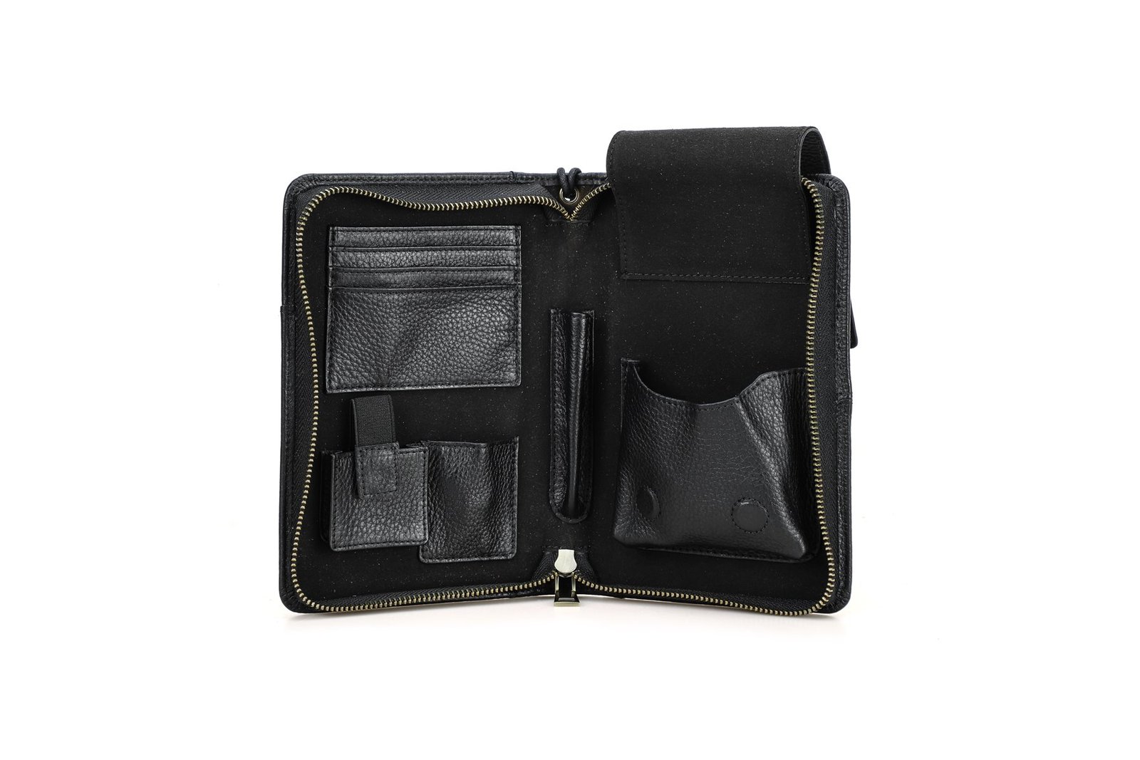 Interior layout of the black CF5009 leather cigar case on a white background