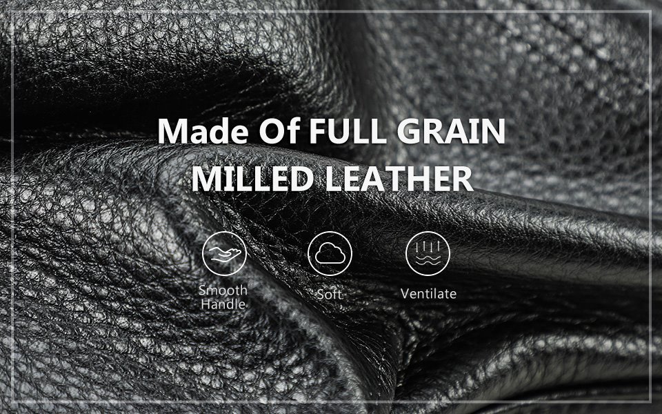 Close-up of the full-grain milled leather texture of the black CF5009 case