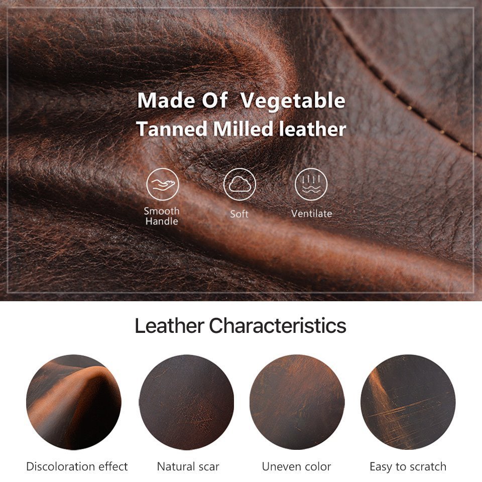 Vegetable-tanned milled leather texture of the coffee brown CF5009 case