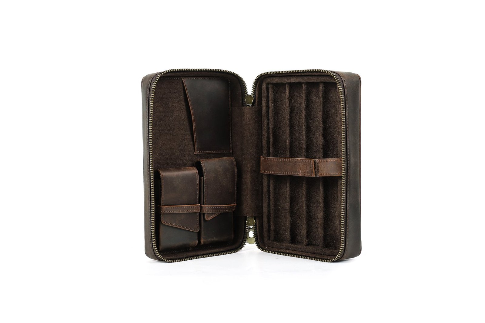 Dual metal zipper pulls on the CF5010 crazy horse leather case